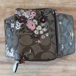 Coach Leather Wallet with Floral Design